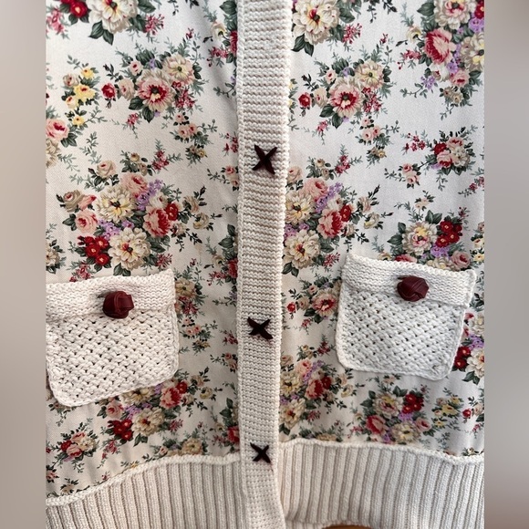 Anthropologie HWR Monogram Floral Front Knit Cardigan - Picture 3 of 13